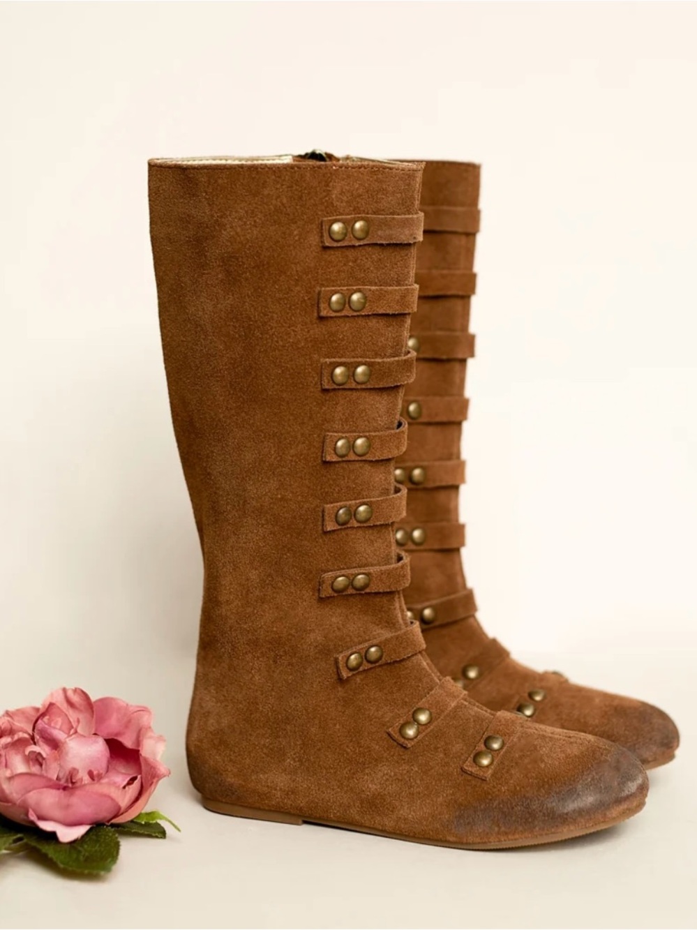 Joyfolie | Freya Suede Leather Boots in Chestnut | 3 Youth